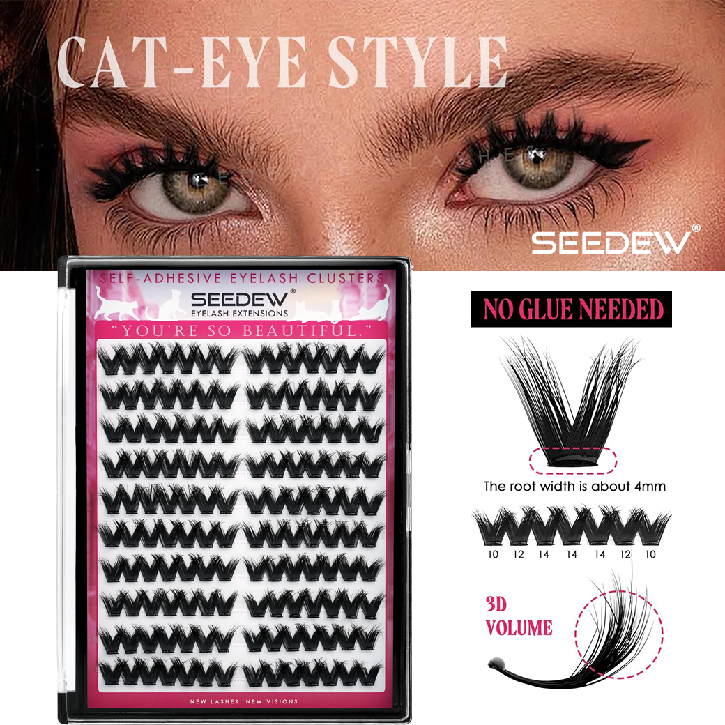 Eyelash Extension Wispy - SEEDEW 3D V-shaped Thick False Eyelashes