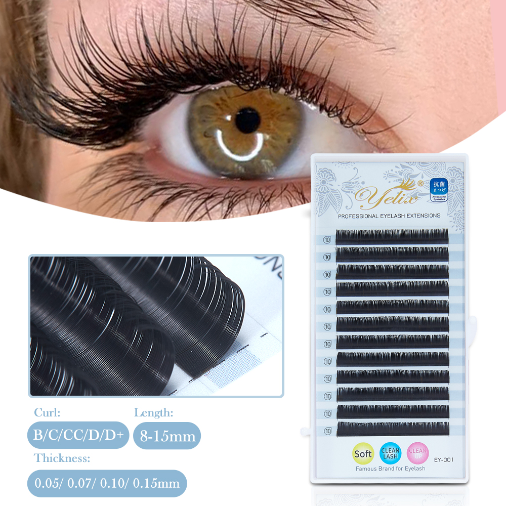 Eyelash Extension Natural Classic - Yelix Shiny Silk Lashes Premium Soft
