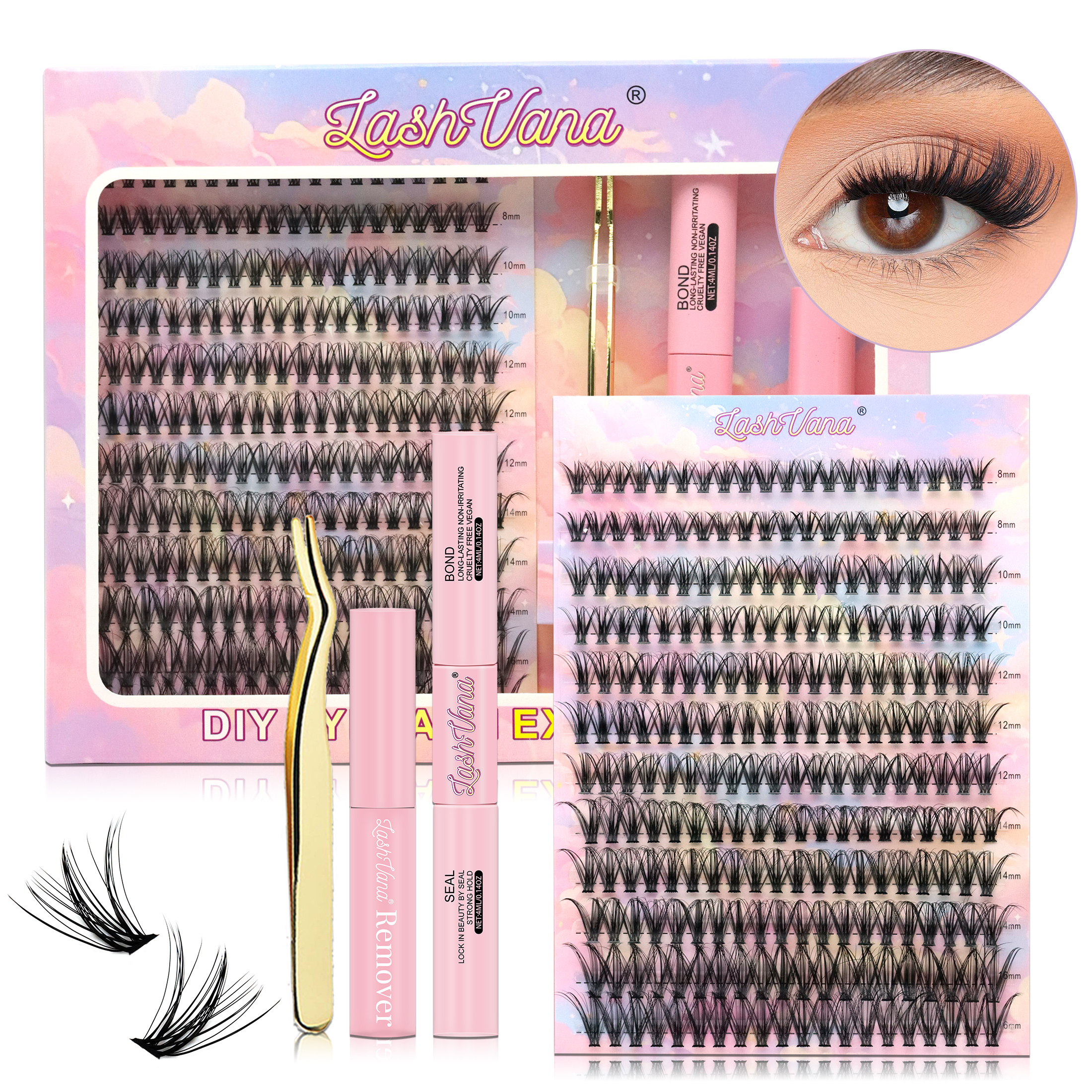 Eyelash Extension Full Set - DIY Lashes Extension Kit Eyelashes 40D