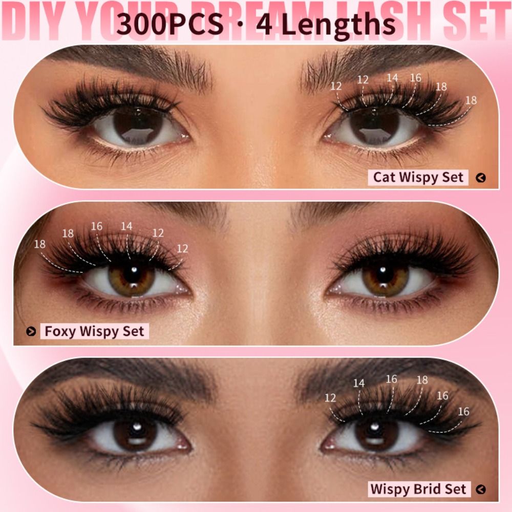 Eyelash Extension Wispy Look - Natural Look False Eyelashes Bond and