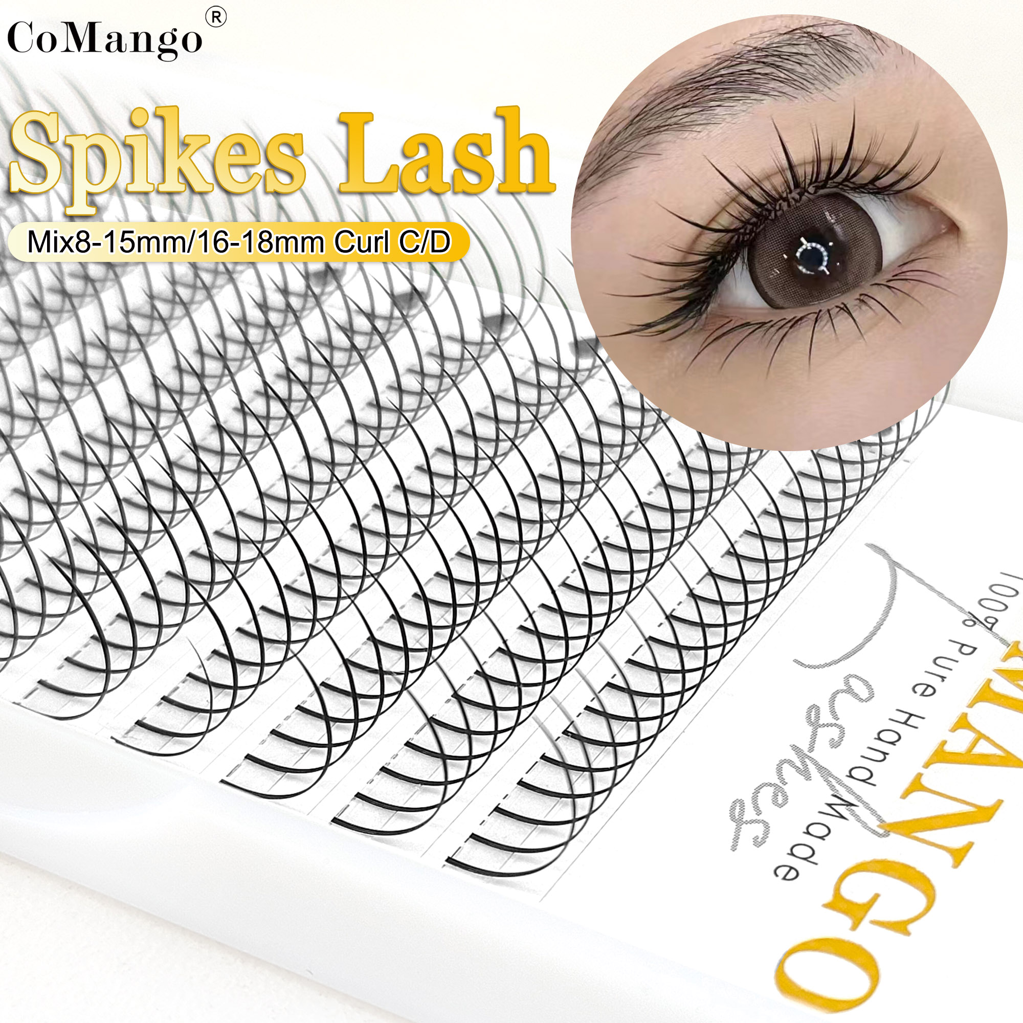 Eyelash Extension Natural Classic - CoMango Spikes Lash Extension Individual 8-15/16-18Mix