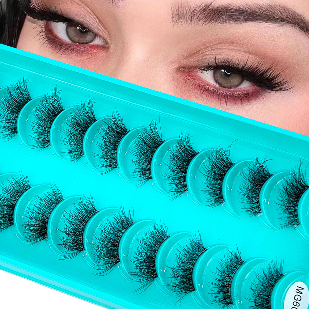 Eyelash Extension Wispy Look - Invisible Band Segmented Lashes 3D Clear