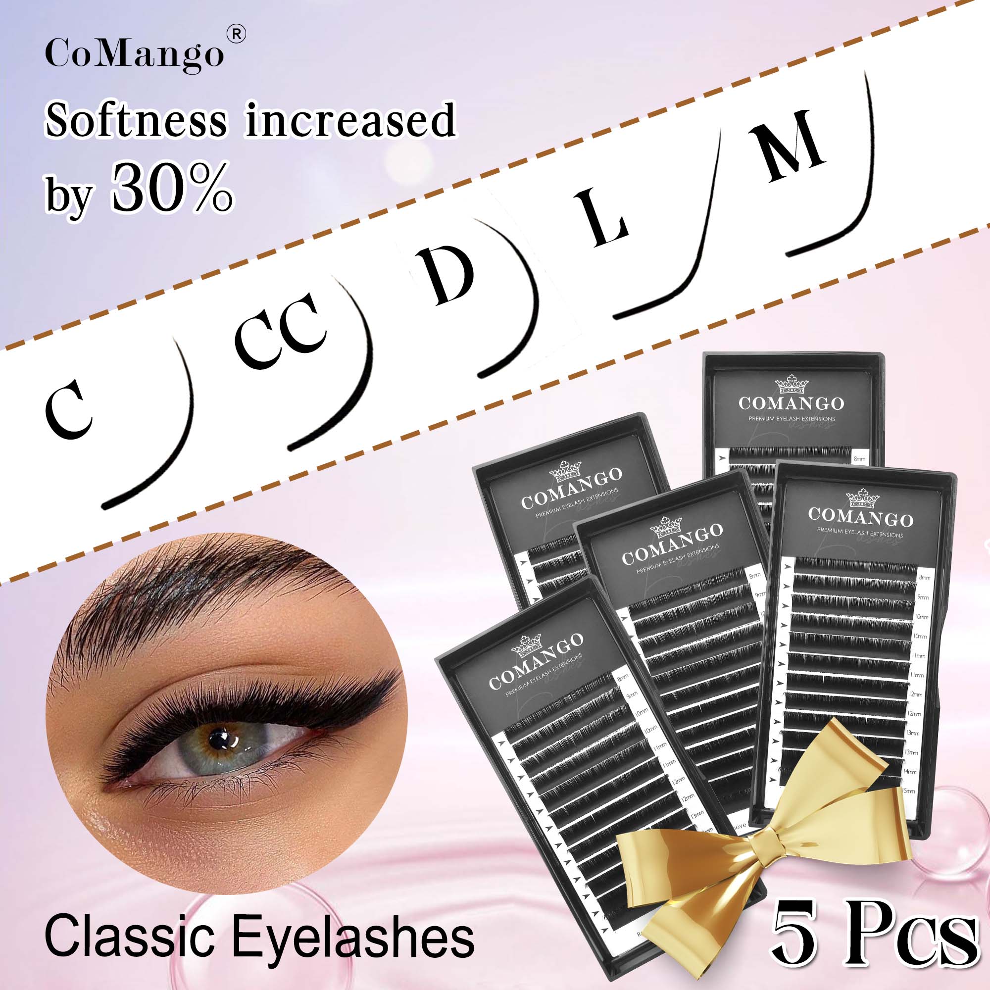 Eyelash Extension Natural Classic - 5pcs Newly Upgraded Classic Individual Eyelash