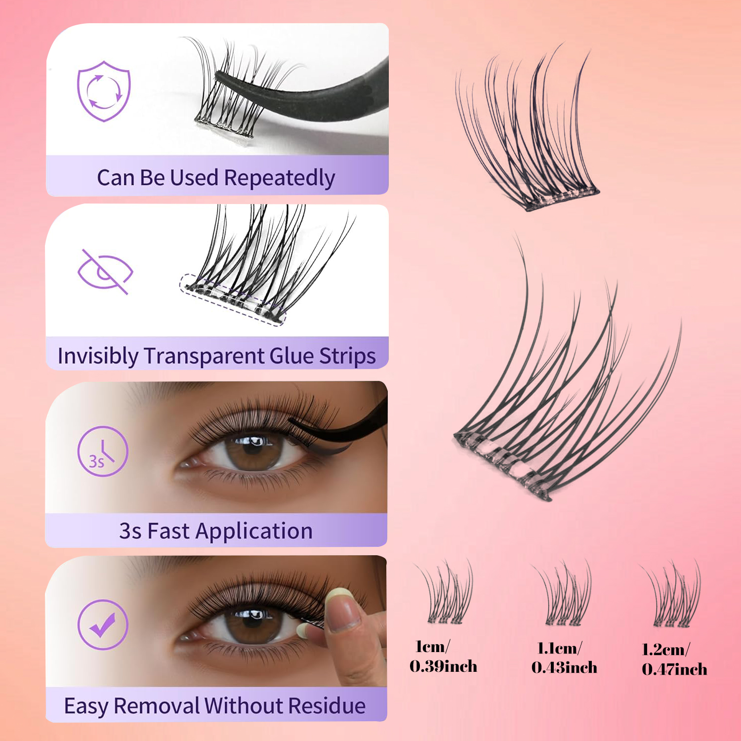 Self-Adhesive Eyelashes, DIY E – Eyelash Extension Wispy Look Bewertung und Preis